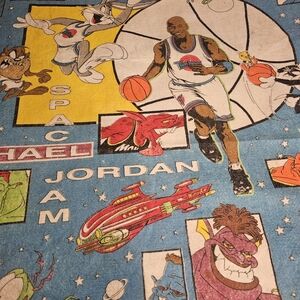 Vintage 1996 Space Jam Looney Tunes Michael Jordan 90” X 70” Blanket